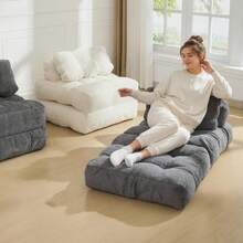 Klappbares Schlafsofa, ausziehbarer Sessel mit Kissen, faltbarer Matratze und Seitentasche, tragbares Klappbett, bequemes Bodensofa für Wohnzimmer und Schlafzimmer - Dunkelgrau - Übersicht 6