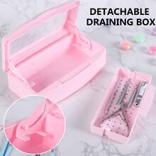 Nail Tool Clean Box Plastic Nail Tray For Alcohol Cleaning Container For Nipper Clipper Cutter Manicure Tools Nail Art Equipment For Salon SPA (Pink) - Pink - View 6