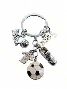 新款时尚A-Z字母金属钥匙扣，男士时尚足球钥匙圈，足球鞋礼物，足球汽车钥匙链，派对饰品 - 彩色 - 查看 28