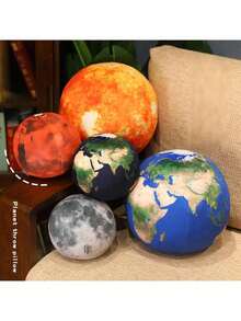 月球、地球、太阳行星毛绒玩具太空行星枕头太阳系毛绒球3D毛绒球益智玩具，适合家长在家学习办公使用。 - 彩色 - 查看 9