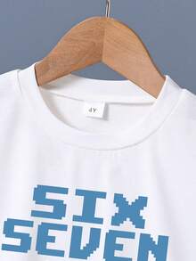 T-shirt à manches courtes et short imprimés de dessins animés, tenue décontractée pour jeune garçon - Blanc - Voir 3