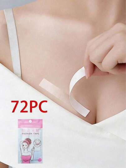 72片装双面胶带，强力透明人体胶带，亲肤材质，72片/包，适用于各种衣物、袜子，可作腰带使用，防眩光，夏季清凉，海滩旅行必备