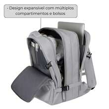 Waterproof Expandable Backpack For Notebooks, Travel, Executive, School, Reinforced, Large Capacity With USB Port, Unisex - Light Grey - View 4