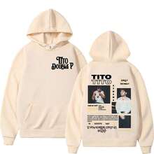 Titos Double P Ay Mama 2025 Tour sweat-shirt à capuche imprimé, Sweat-shirt-shirt décontracté de mode rétro streetwear pour hommes - bleu indigo - Voir 7
