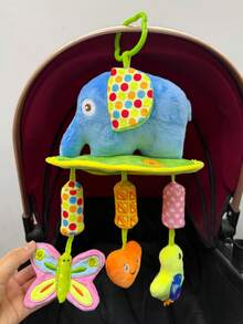 1pc Cartoon Elephant & Owl Plush Rattle Doll, Baby Stroller Wind Chime Hanging Decor With BB Sound Paper, Multifunctional Rattle Hanging Plush Doll For Newborn Baby Gift - Multicolor - View 7