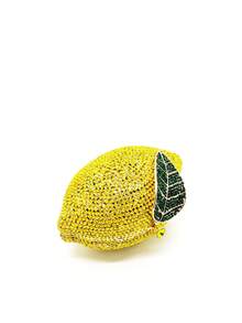Super Mini Lemon Shape Rhinestone Evening Bag For Bridal Luxury Diamond Clutch Purses Wedding Party Crystal Handbags Prom Pouch - Yellow - View 8