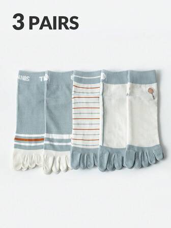 3 Pairs Men's Casual Striped Letter Slogan Ankle Socks, Breathable, Odor-Resistant, Comfortable, Suitable For Spring, Summer, All Seasons