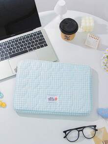 1 Túi đựng máy tính xách tay in họa tiết kẻ caro xanh dương, nhẹ, kích thước 11/13/15 inch, bảo vệ máy tính bảng, phù hợp với iPad Air 13 M3 Pro 11 M4 A16 11th 10th 10.5 10.2 9.7 inch, laptop 13 15 inch, chống sốc, lót túi đựng laptop, vật dụng cần thiết cho nhân viên văn phòng và sinh viên, quà tặng tựu trường. - Màu xanh lam - Xem 13