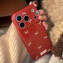 Kavenfort 枫糖红杏点极简蝴蝶结手机壳，兼容苹果 17 英寸、16 英寸 Pro Max 和 15 英寸手机，防震，全包软壳，14 英寸手机壳 - 楓糖紅 - 查看 12