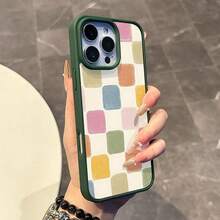 Chic Magnetic Case For IPhone11/12/13/14/15/16/Promax Colorful Square Pattern MagSafe Ready, Anti-Slip, Ultra Thin |   Aesthetic Touch For Daily Use KAWE - 灰色 - 查看 11