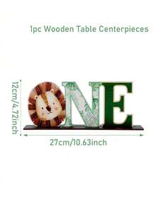 1件丛林动物狮子木制摆件，适合1-2岁宝宝生日派对，生日派对背景装饰、桌面装饰摆件，狮子主题木制摆件，家居装饰，生日礼物，一周岁生日派对装饰，宝宝迎婴派对装饰礼物 - 彩色 - 查看 12