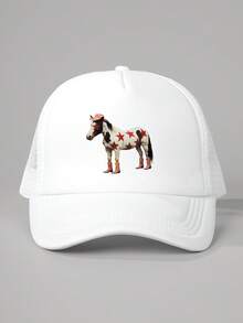 1pc Women's Outdoor Printed Star Mesh Sunhat, Adjustable UV Protection Casual Hat Suitable For Spring/Autumn Travel, Beach, Unisex Y2K Style Sun Hat