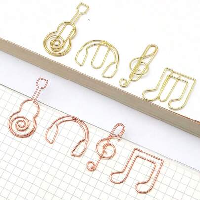 4 قطع/10 قطع في العبوة مشابك ورق بتصميم موسيقي، مشابك معدنية مبتكرة بأشكال موسيقية للمحبين الموسيقى، لوازم مكتبية جميلة، علامات كتب، مناسبة كهدايا صغيرة لهواة الموسيقى