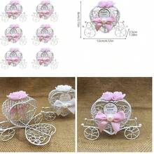 6 Cajas de Dulces con Forma de Corazn de Carruaje de Calabaza, 12 Cm/4,72 Pulgadas, de Metal Hueco, para Decoracin de Bodas, San Valentn y Fiestas(Rosa) - rosa+a - Ver 1