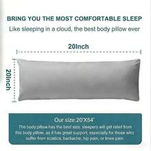 1pc Oversized Body Pillow - Side Sleeper Breathable Full Body Pillow - Soft Long Bed Pillow For Adults, 20*54 Inches - Grey - View 6