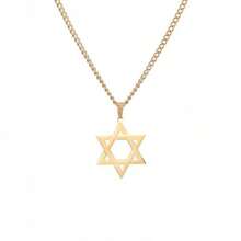 Six Pointed Star Necklace, Fashionable And Simple Wandering Pendant, Retro Men's And Women's Titanium Steel Hollow Pendant Necklace - màu đen - Xem 4