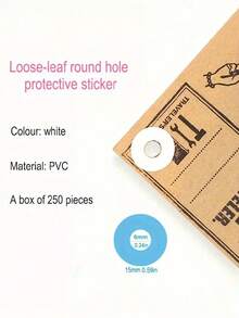 250pcs Punched Protection Labels, Loose-Leaf Paper Hole Reinforcement Labels, Round Stickers, Self-Adhesive Binding Paper Stickers, Back To School, School Supplies - Multicolor - View 13