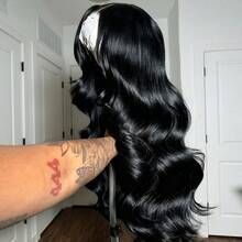 200% Density 34Inch 13x4 Body Wave Lace Front Wigs Blended Human Hair Pre Plucked 13x4 Frontal Wigs Human Hair HD Lace Body Wave Wig 100% Human Hair Wigs For Women Black Color - Natural & Black - View 6