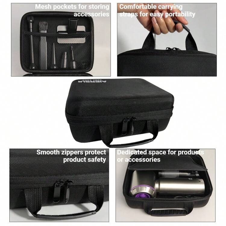 Portable Protection Hard EVA Case For Vacuum Cleaner,External Battery,Cell Phone,GPS,Hard Drive,USB Charging Cable,Carrying Bag Mesh Inner Pocket,Zipper Enclosure,Universal Travel Pouch Bag - Black - View 5