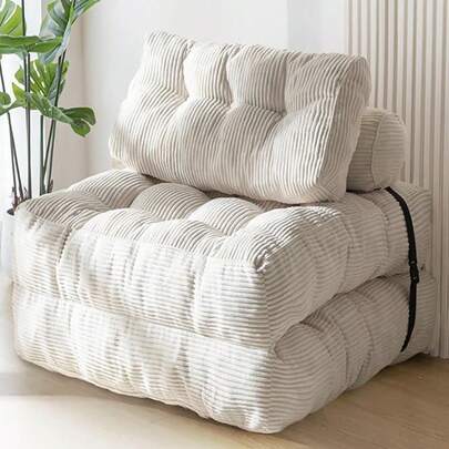 Folding Sofa Bed, Convertible Sleeper Chair With Pillow Foldable Mattress Side Pocket, Portable Fold Out Chair Bed Comfy Floor Sofa Lounge For Living Room Bedroom