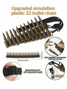 Realistic Machine Gun Bullet Belt Toy, Costume Accessory, Pirate Prop Plastic Bullets, Suitable For Role Play, Air Gun And Movie Props, Military Game Costume, Party Costume, Performance Prop, Military Model - Holiday Gift, Birthday Gift, Perfect Gift - Multicolor - View 9