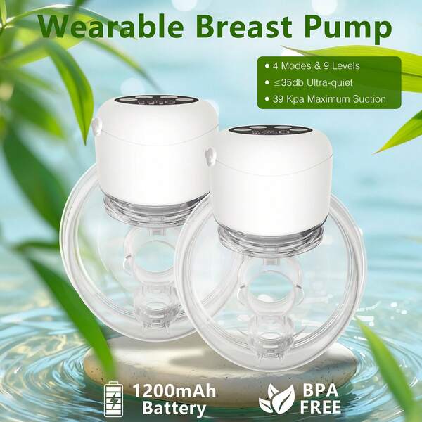 2 Pack Silent Wearable Electric Breast Pump - 4 Modes 9 Levels, High-Quality Hands-Free Portable 24mm & 21mm Flange For Traveling & Home, Moms & Postpartum Newborn Care