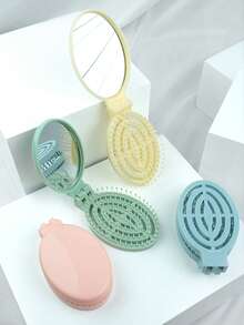 可折叠旅行镜发梳 便携式折叠口袋发梳 迷你梳子 小巧旅行按摩梳 男女通用 - 彩色 - 查看 6