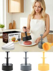 1pc 100pcs Plastic Round Burger Press, Suitable For Hamburgers, Homemade Patties, Non-Stick Kitchen Manual Meat Patty Maker, Grease Paper - Multicolor - View 2