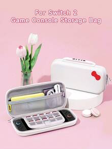 1 pieza Estuche protector con diseño de lazo rosa lindo, compatible con Switch 2 (2025), adecuado para Switch OLED/Switch NS, con bolsa de almacenamiento, ranura para tarjetas, soporte para tarjetas de juego, cubierta protectora para consola Switch, mejor regalo para jugadores de Switch - Multicolor - Ver 5