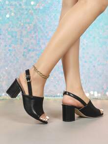 Sandales à talons hauts d'été pour femmes, chaussures noires printemps/été, chaussures élégantes pour femmes, sandales à talons hauts sexy et à la mode, sandales à bout ouvert, talons hauts noir pur, sandales à bout rond, sandales à talons blocs pour femmes, chaussures de mariage et de mariée, chaussures à talons épais, chaussures noires, sandales pour femmes, chaussures noires pour femmes, sandales à boucle monobloc, sandales affinantes pour femmes, sandales à talons pour rendez-vous, fête, soirée, port extérieur, couleur unie, vacances, talons mi-épais, chaussures minimalistes pour femmes - Noir - Voir 7