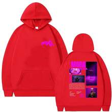 Felpa con cappuccio con stampa grafica del rapper Mora, adatta sia per uomo che per donna, di stile hip-hop, oversize, manica lunga, vintage, streetwear - Grigio Chiaro - Visualizzare 11