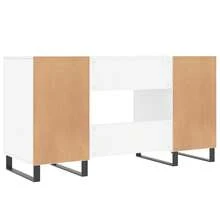 Larryhot Escritorio madera de ingeniería blanco 140x50x75 cm, Fácil de montar, diseño elegante y práctico para organizar, la elección ideal para el trabajo y el almacenamiento en el hogar o la oficina - Blanco - Ver 7