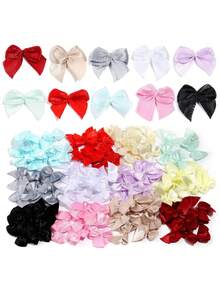 30/50/100pcs Satin Ribbon Bow Handmade Gift Decor Mini Ribbon Bows For Shoes, Clothing, Gift Box, Underwear, Socks Accessories (30pcs One Size) - Black - View 10