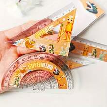 4pcs/Set Italian Inspired Cartoon Parasite Theme Stationery Ruler Set - Whimsical Italian-Style Design, Suitable For Office, Teaching And Drawing, School Essential, Fun Stationery, Sturdy Construction, Unique Writing Tools, Interesting Measuring Tools, Ideal Student Encouragement Prize, 2026 Christmas New Year Gift, Drawing Tools, High-Quality Materials - Multicolor - View 5