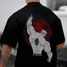 Men's T-Shirt Nanatsu No Taizai Anime Series Escanor Seven Deadly Sins Leo Shirt - 黑色 - 查看 4