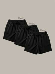 Kit Of 3 Tactel Beachwear Shorts - Lightweight And Modern Beach Shorts - Ideal For Holidays And Leisure - Training/Walking Shorts - Macho/Boy - 黑色 - 查看 1