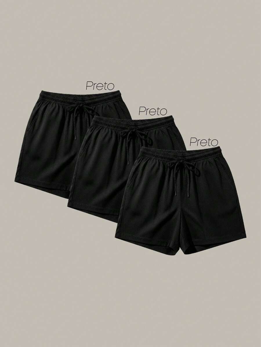 Kit Of 3 Tactel Beachwear Shorts - Lightweight And Modern Beach Shorts - Ideal For Holidays And Leisure - Training/Walking Shorts - Macho/Boy - 黑色 - 查看 1