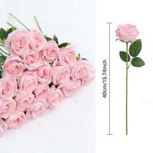 10pcs Artificial Single Rose Flower, Suitable For Spring/Summer Decor, Restaurant, Bedroom, Tabletop, Furniture, Vase DIY, Wedding Decoration, Holiday Gift - Baby Pink - View 3