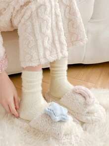 1pair/3pairs/6pairs Mink Plush Polka Dot Socks, Warm Thickened Plush Socks For Autumn/Winter - Multicolor - View 7