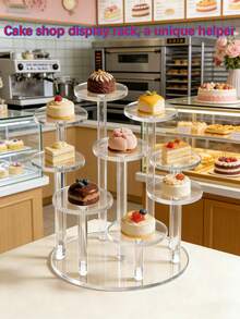 1个亚克力蛋糕架，4/7/9层圆形透明蛋糕展示架，圆形纸杯蛋糕架，亚克力甜点架，蛋糕展示树，项链/耳环/手镯/手表展示架，珠宝展示架，收藏品展示架，汽车模型展示架，手办展示架，适用于派对、婚礼、生日、珠宝店、收藏馆、家庭、商场、超市、斋月、情人节等场合。 - 彩色 - 查看 3
