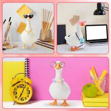 15PCS Desk Goose Outfits Inches, Cute Inch Desk Goose Outfits, Porch Gooses Accessories With 6 Glasses 2 Camera, Necklace, Desktop Gooses Statues And Halloween Decorations - Initial - View 7