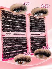560/544pcs D-Curl Fluffy False Eyelashes Set, Includes Beginner Eyelash Tutorial, Thick & Voluminous Segmented False Lashes, With Glue, Sealant, Tweezers, Makeup Remover, Lightweight & Reusable, Large Quantity Single Lash Set, Soft & Natural Mixed Lashes, Create 3D Dimensional Eye Makeup, Suitable For DIY At Home, Travel, Daily Commute, Evening Party, Wedding Bride Makeup, Etc. - màu đen - Xem 5