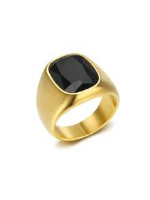 1pc Street Fashion Style Stainless Steel Wide Band Ring With Faceted Zirconia Inlay, Men's Business Party Accessory - Ring - View 23