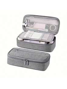 Hộp đựng bút dung lượng lớn, túi đựng bút gấp gọn có ngăn khóa kéo và tay cầm, hộp đựng bút thẩm mỹ dành cho người lớn, túi đựng bút văn phòng. - Nhiều màu - Xem 4