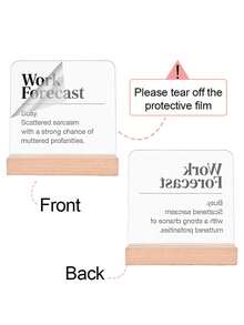 1pc Humorous Self-Deprecating Style Office Theme Acrylic Ornament Sign With Wooden Base, Funny Desk Sign, Interesting Colleague & Friend Gift, Suitable For Desktop, Office, Shelf, Rest Area Decoration - Multicolor - View 4