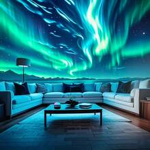 1 pieza Lámpara de proyección de Aurora Boreal alimentada por USB con control remoto, sin batería recargable, adecuada para fiestas, cumpleaños, decoración del dormitorio en el hogar - luz policromática - Ver 2