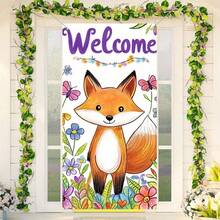 1pc Vibrant Jungle Zoo Animal Themed Polyester Fiber Outdoor Banner, 35x70 Inches, Featuring Lions, Giraffes, Zebras And Pandas, Great For Spring/Summer, Front Door Or Porch Decor, Cartoon Animal Party Design, No Electricity Needed, Seasonal Home Decor | Vibrant Door Banner | Polyester Banner, Jungle Theme Decor - Multicolor-7 - View 4
