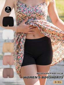 5条装女士低腰无痕三角裤，舒适性感内裤，柔软短裤，简约风格，适合搭配夏季连衣裙 - 彩色 - 查看 10