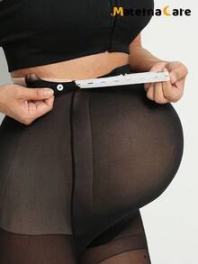 半双装孕妇波点提花丝袜，大码，托腹，时尚性感，适合商务、休闲、居家穿着，孕早期、孕中期、孕晚期均可穿着 - 黑色 - 查看 6