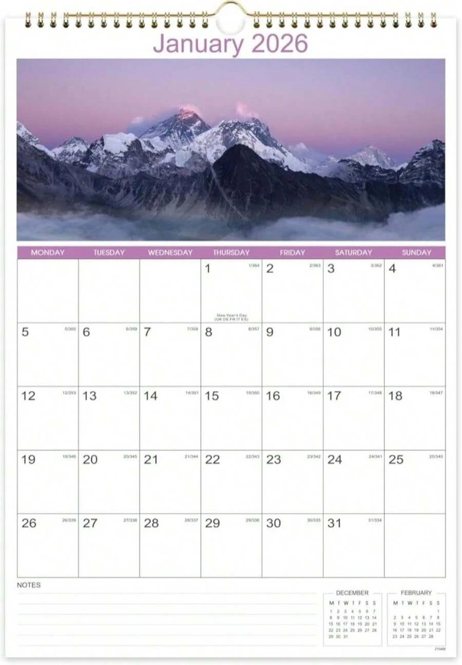 2026 Calendar - Wall Calendar 2026 Vertical, Jan. 2026 To Dec. 2026, 17 ...